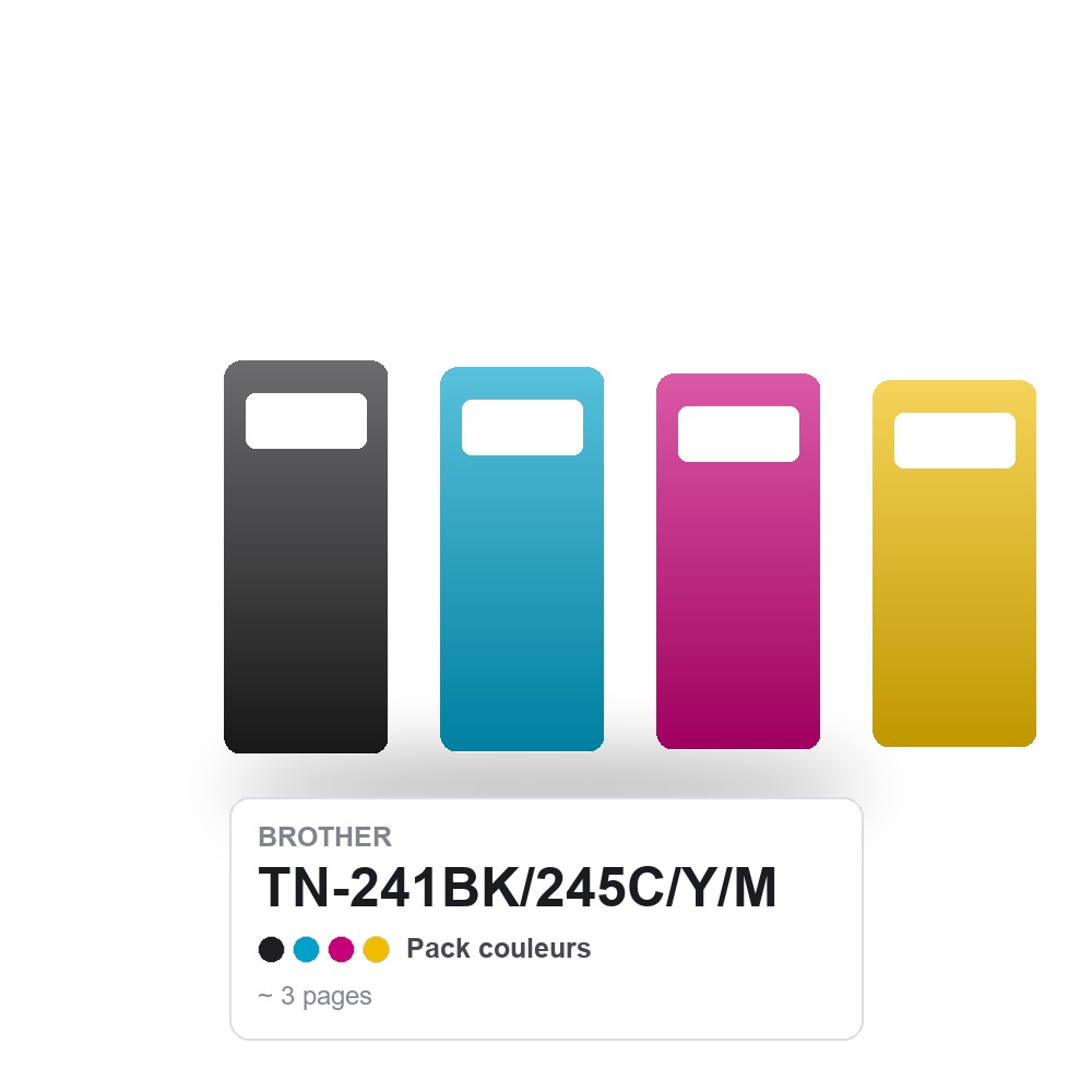 Toner compatible Brother TN-241BK/245C/Y/M – Pack 4 couleurs – 2500/2200*3 pages