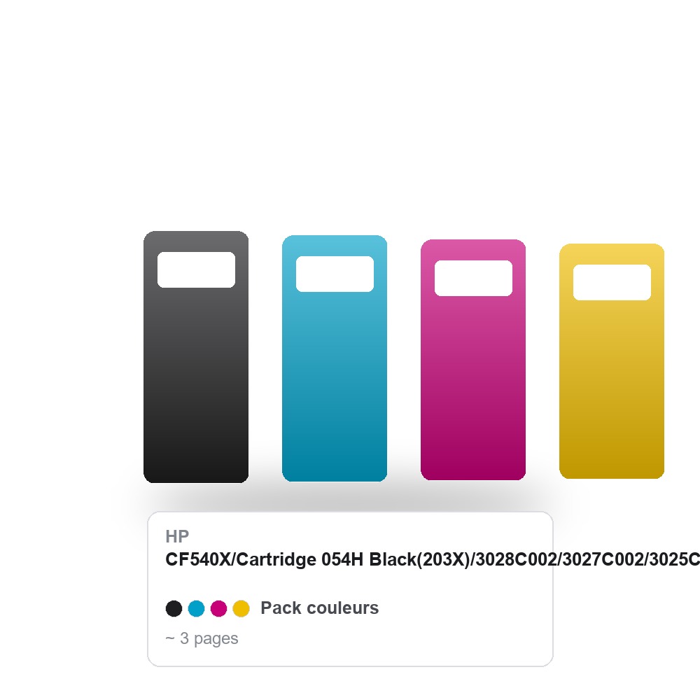 Toner compatible HP CF540X/Cartridge 054H Black(203X)/3028C002/3027C002/3025C002/3026C002 – Pack 4 couleurs – 3200/2500*3 pages